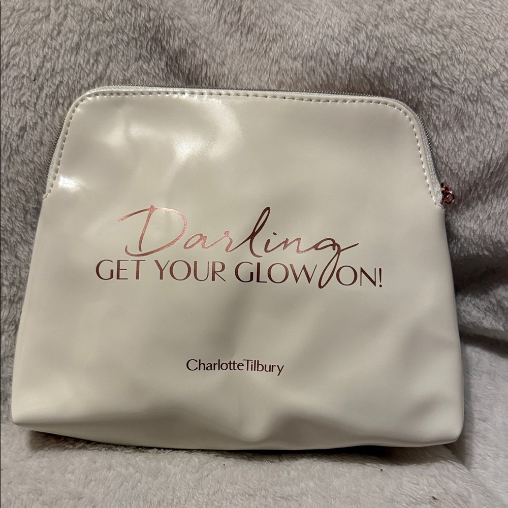 Charlotte Tilbury Cream Cosmetic Bag with Pink Accents